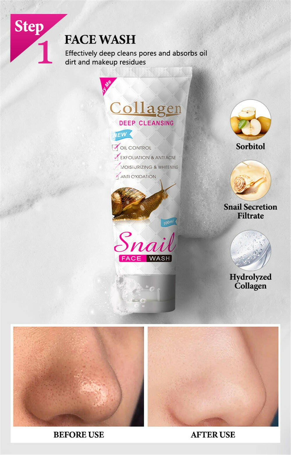 Snail Collagen Facial Skin Care مجموعة مستخلص الكولاجين من الحلزون