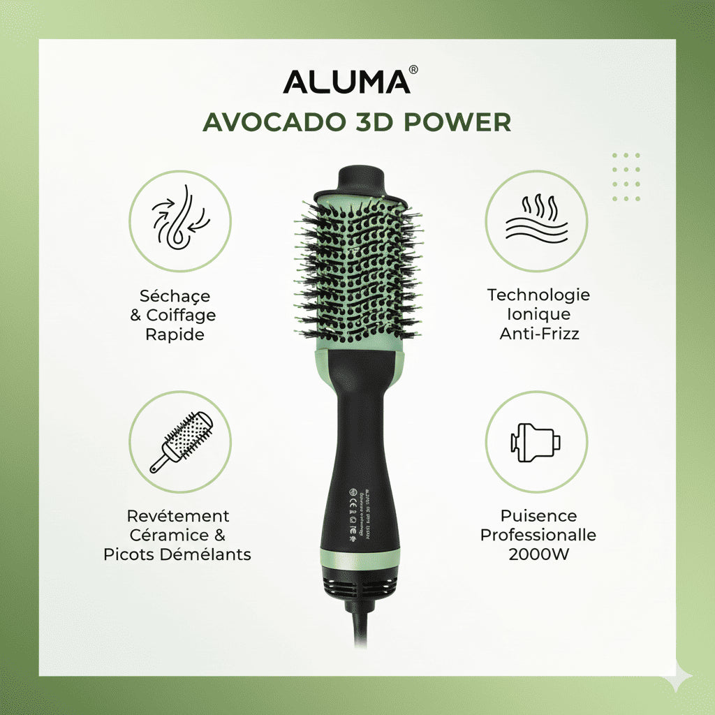 Avocado 3D Power - فرشاة السيشوار الاحترافية بقوة 2000 واط