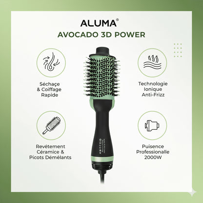Avocado 3D Power - فرشاة السيشوار الاحترافية بقوة 2000 واط