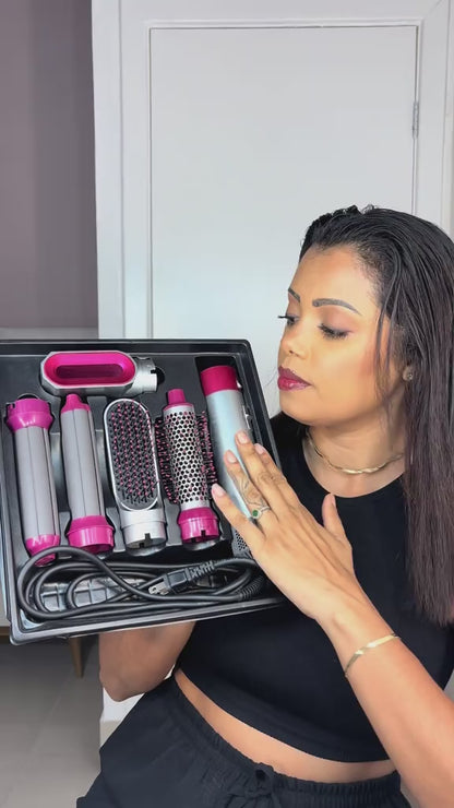 Brosse Soufflante 5-en-1 : Pack Complet Coiffage, Lissage et Bouclage